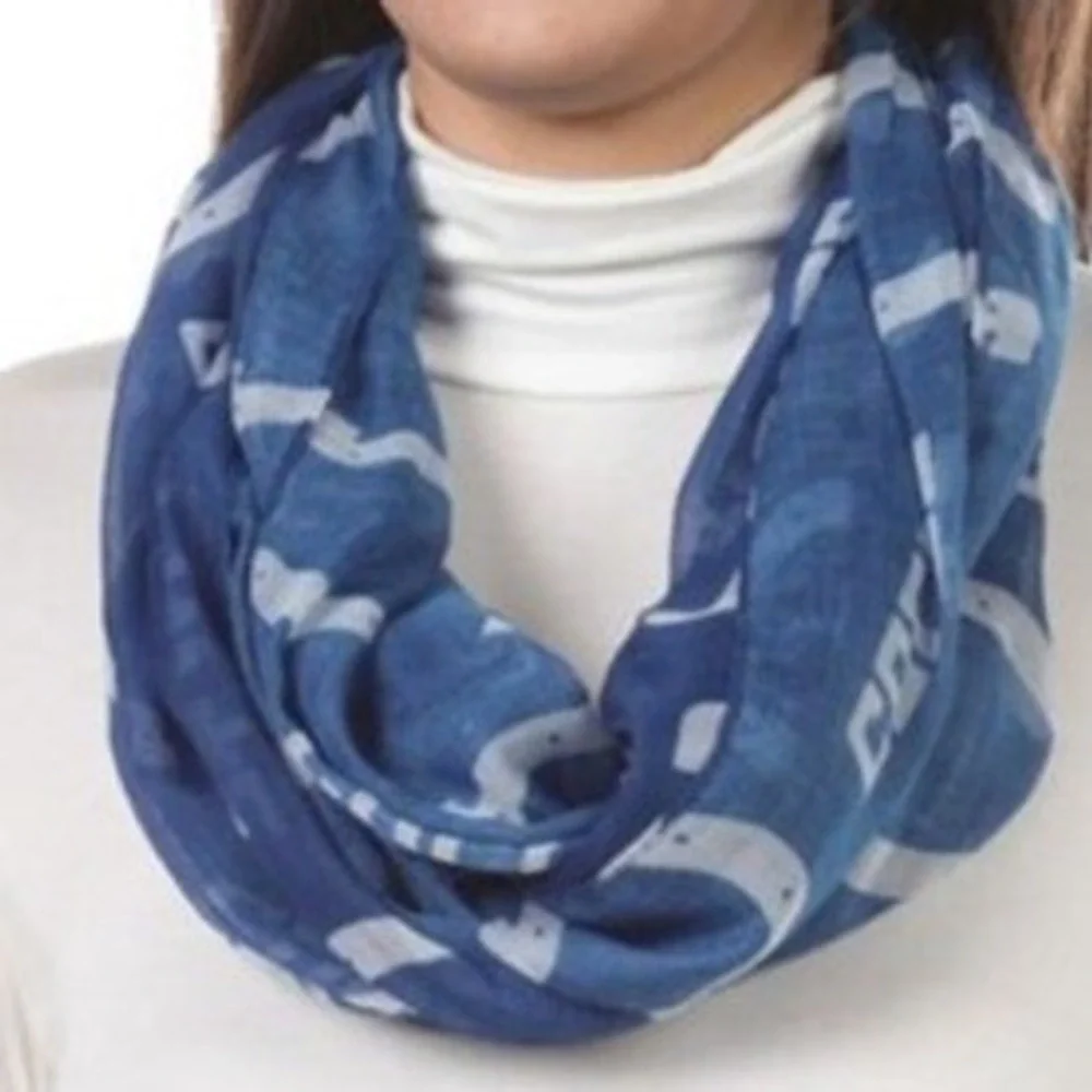NFL Indianapolis Colts Infinity Scarf Blue White Horseshoe‎ Logo Print Fan NEW